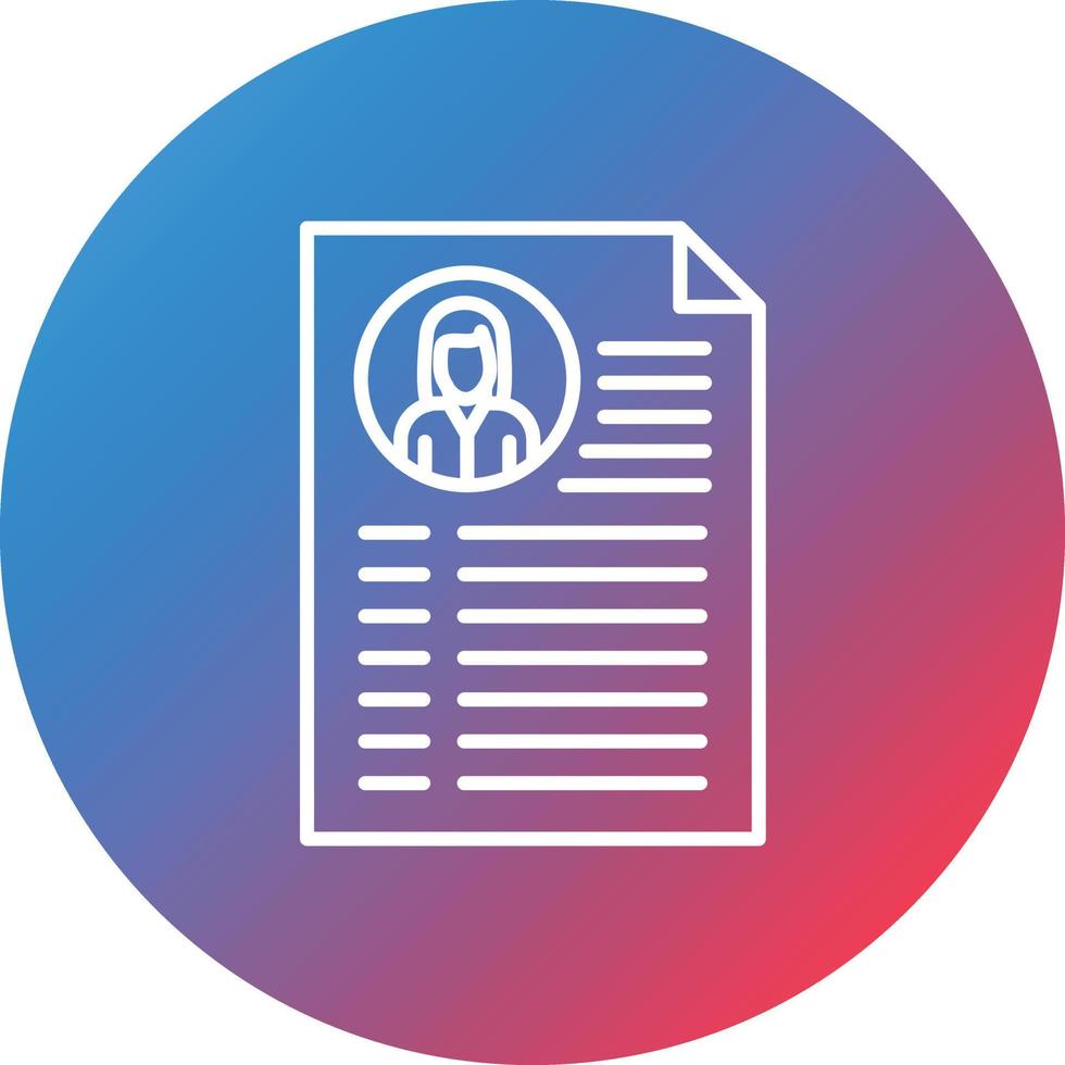 Resume Line Gradient Circle Background Icon vector