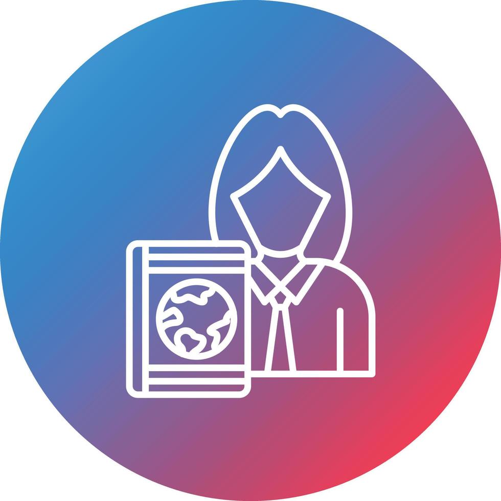 Travel Agent Female Line Gradient Circle Background Icon vector