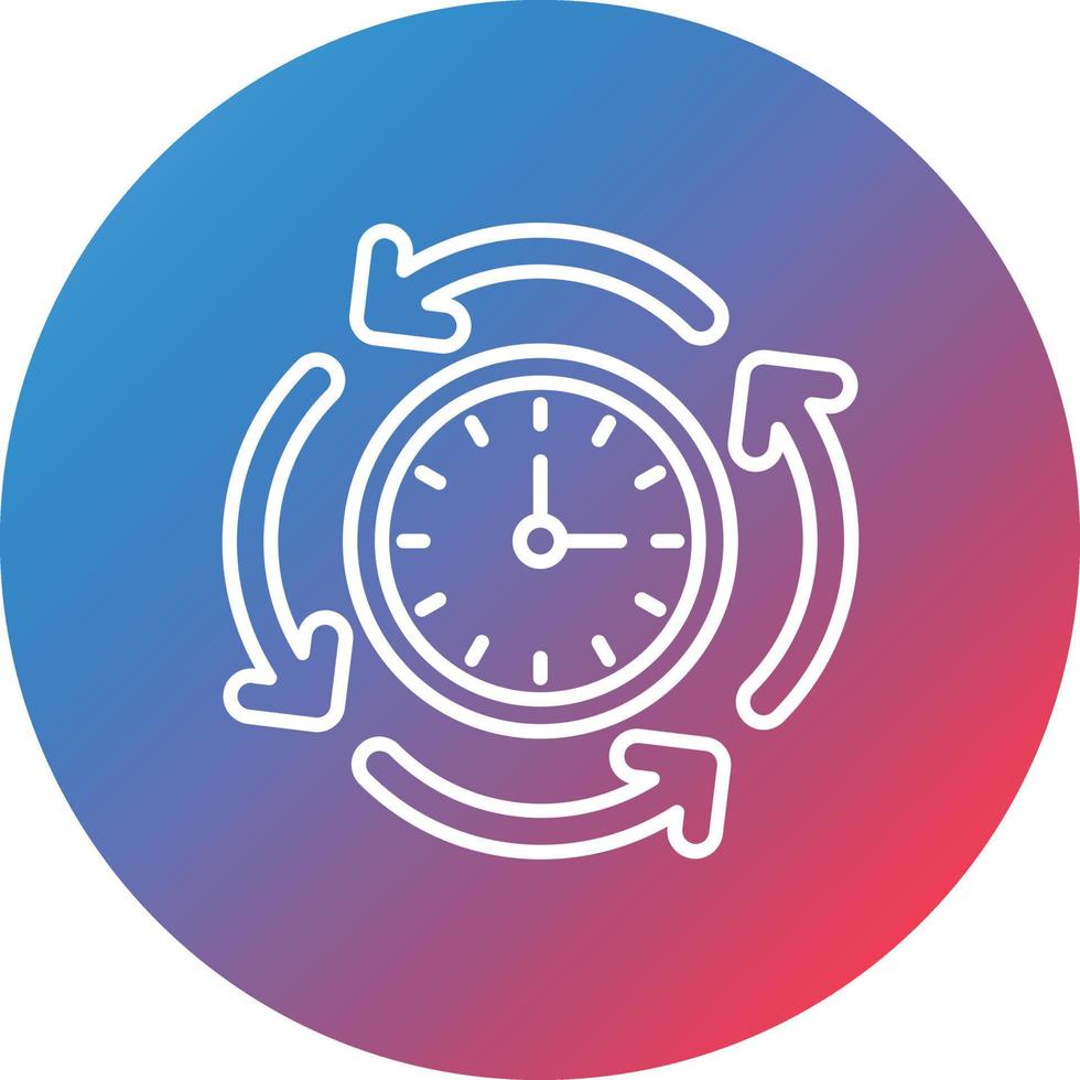 Round The Clock Line Gradient Circle Background Icon vector