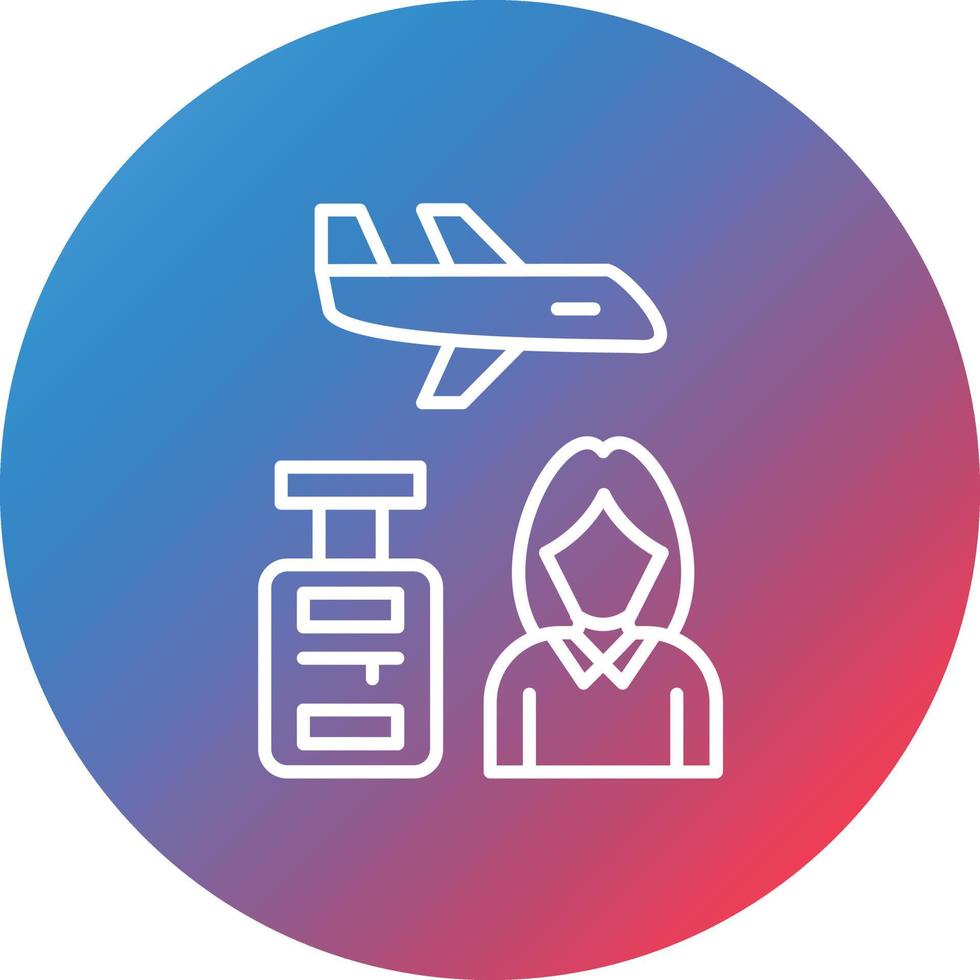 Traveler Female Line Gradient Circle Background Icon vector