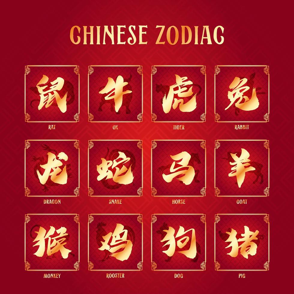diseño de tipografía del zodiaco chino vector