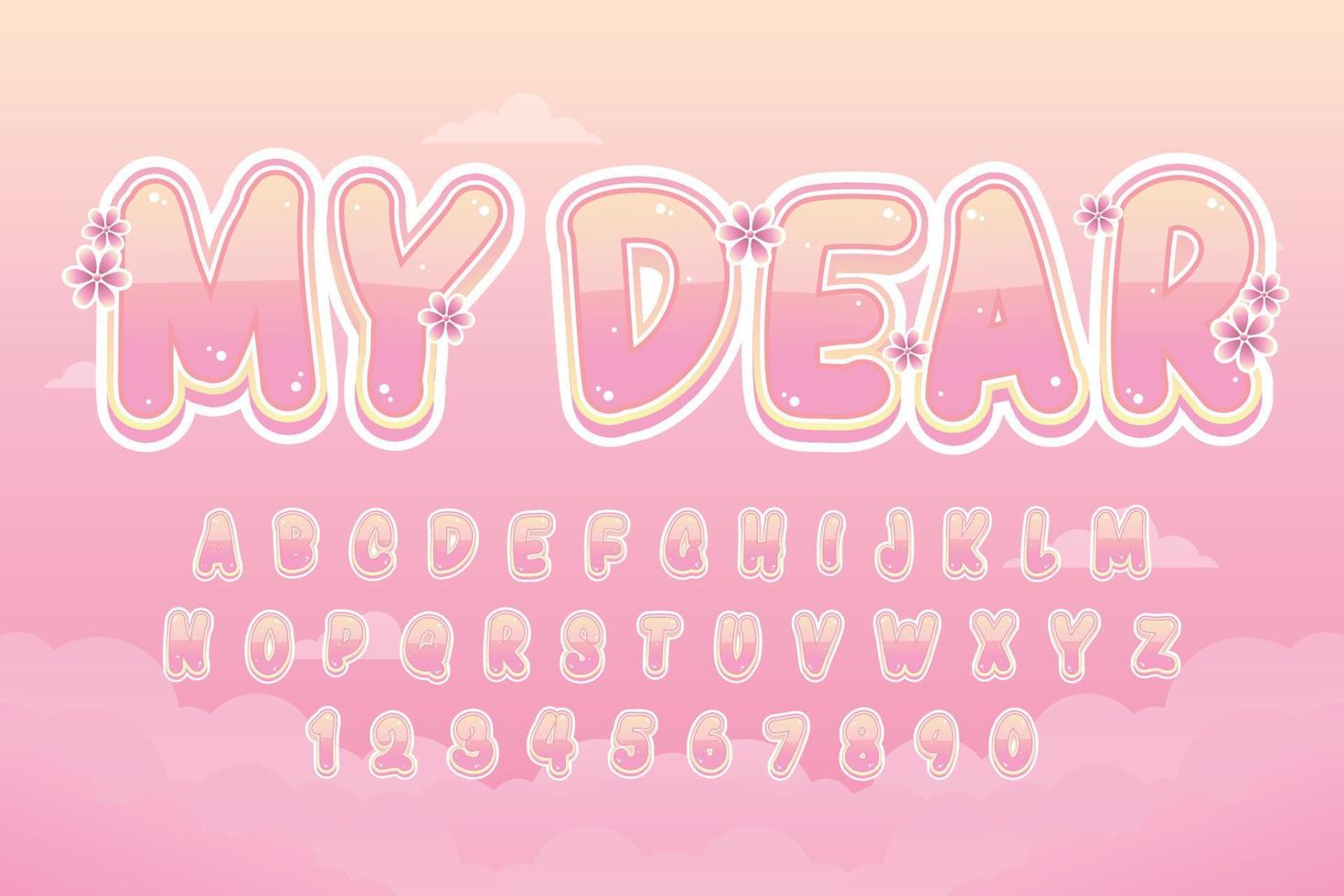 decorative my dear Font and Alphabet vector