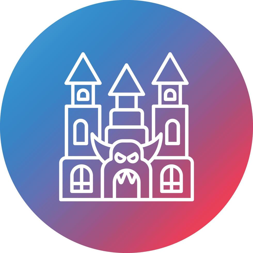 Haunted House Line Gradient Circle Background Icon vector