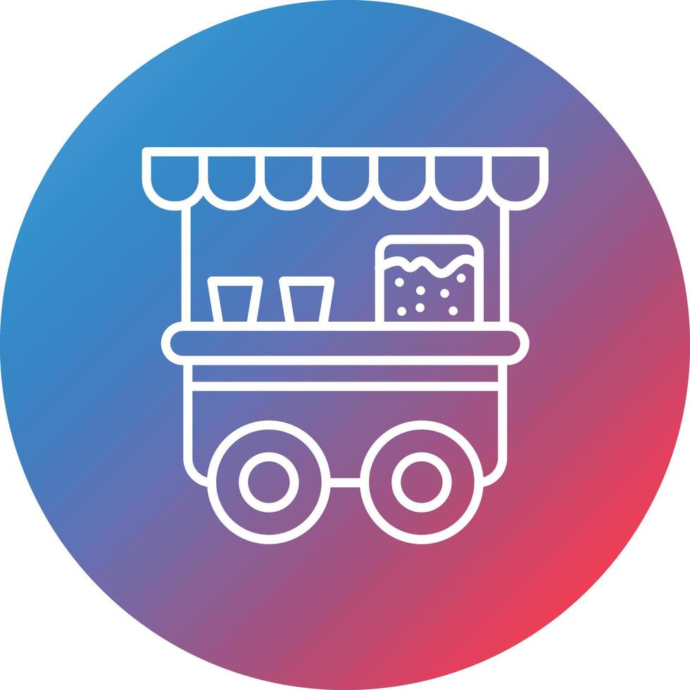 Popcorn Stall Line Gradient Circle Background Icon vector