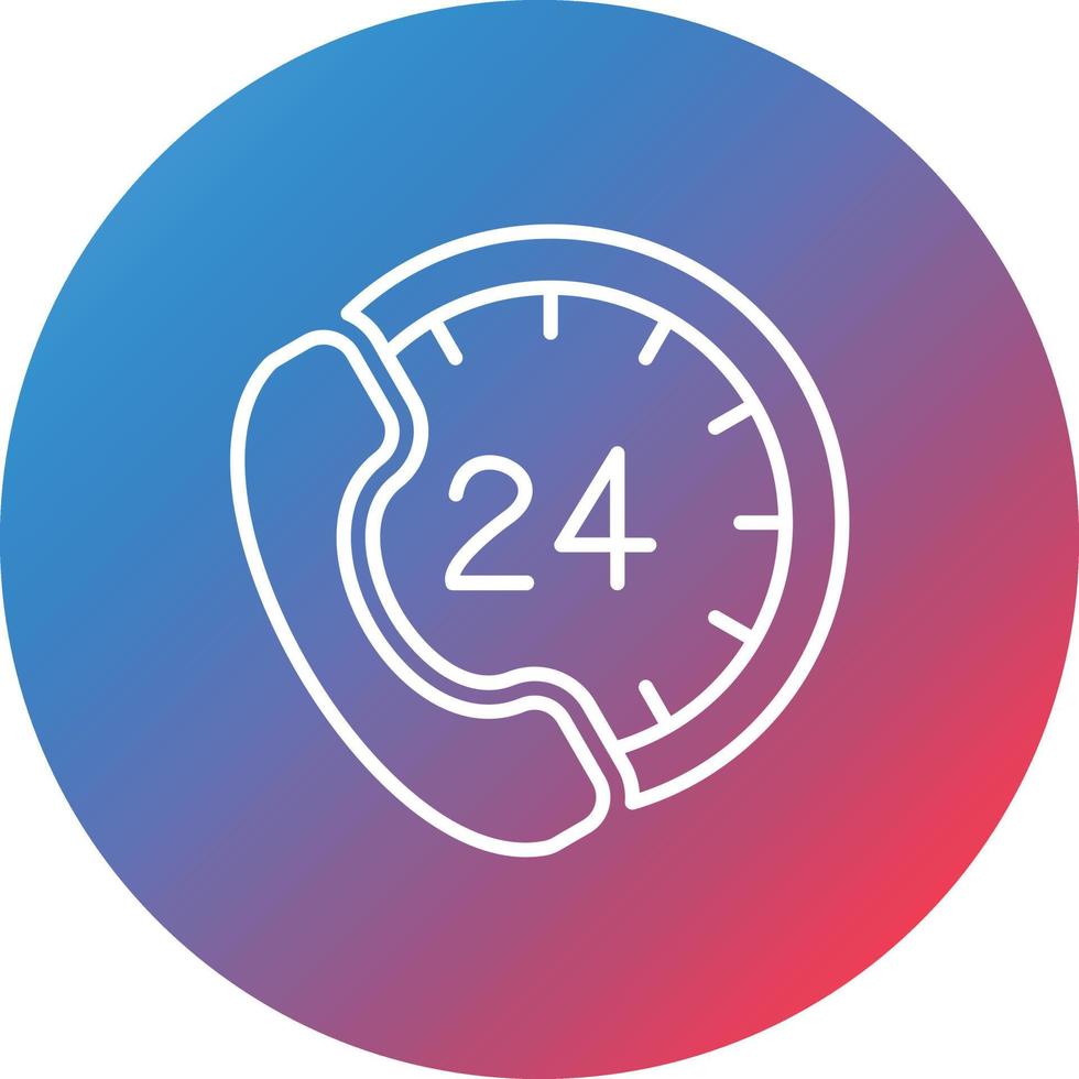 24H Support Line Gradient Circle Background Icon vector