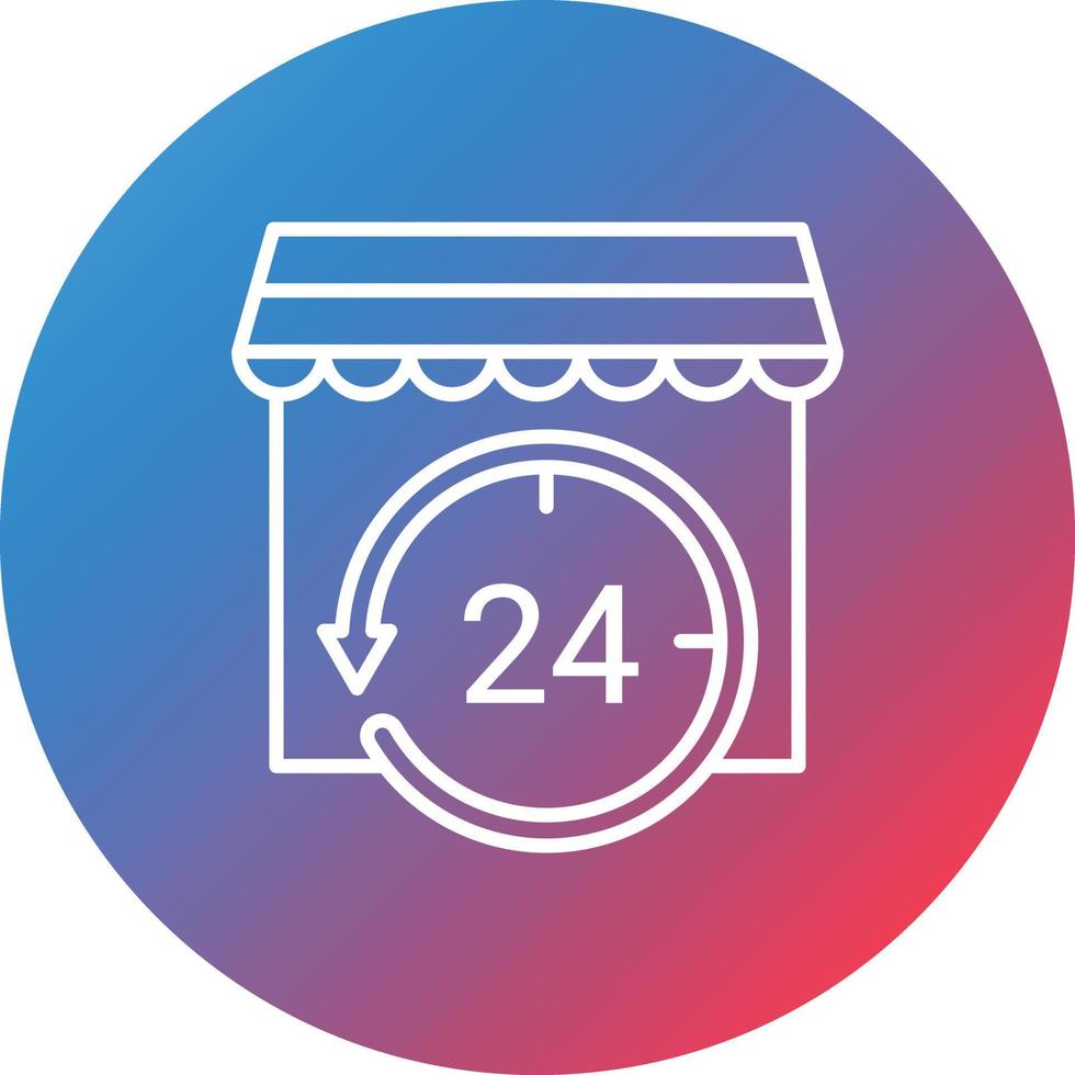 24 Hrs Open Line Gradient Circle Background Icon vector