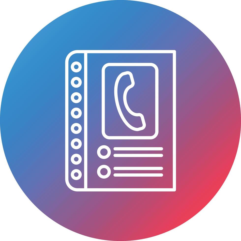 icono de fondo de círculo degradado de línea de libreta de teléfonos vector