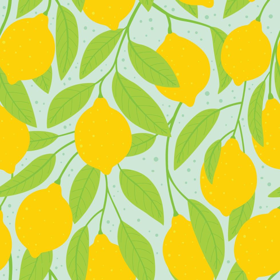 Cute seamless pattern with lemons vector
