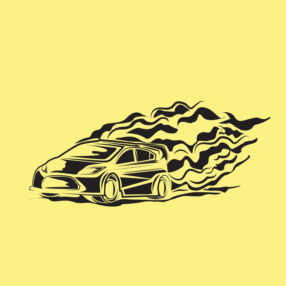 Ilustración de vector de coche de rally con polvo