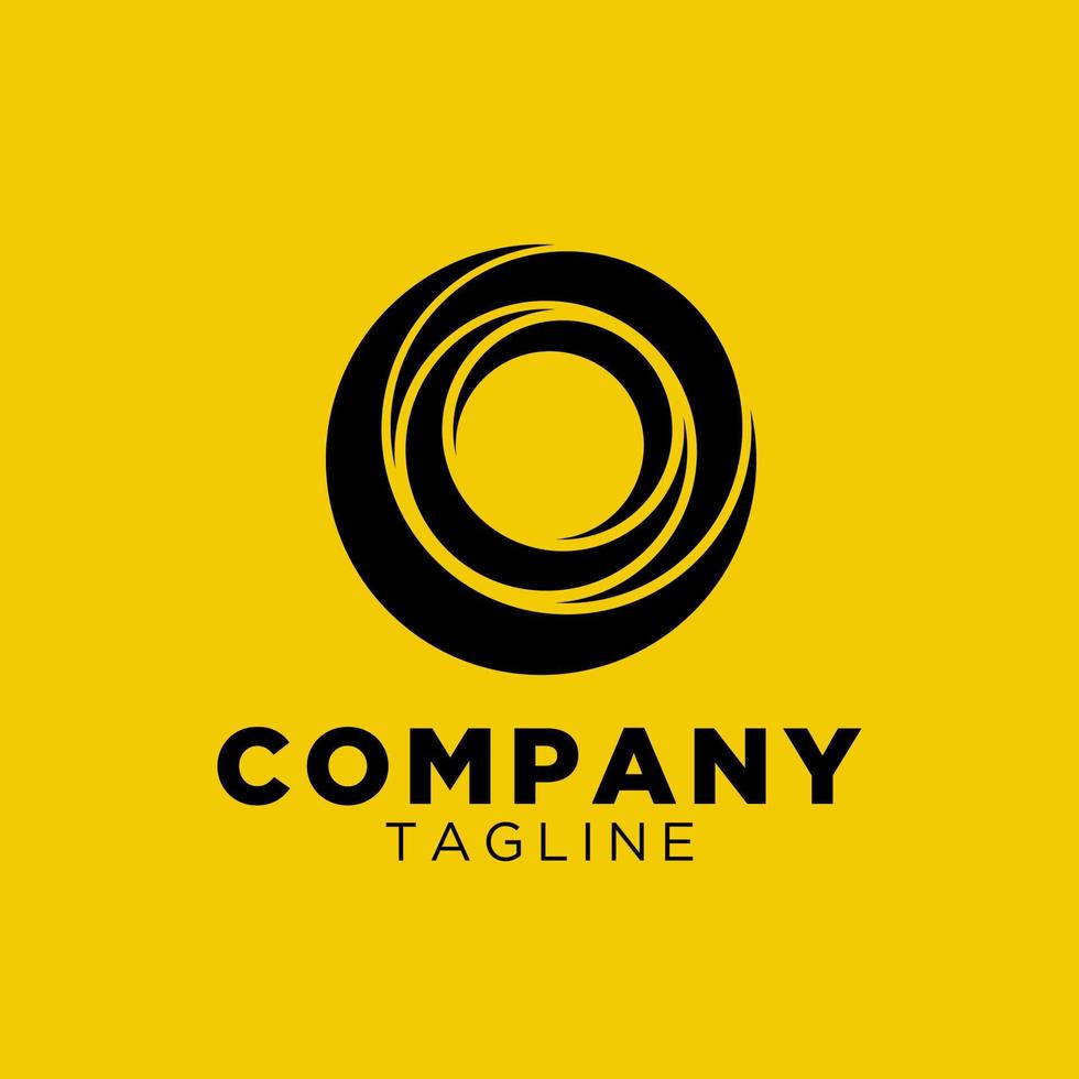 premium logo simple circle shaped lens with yellow background. vector logo