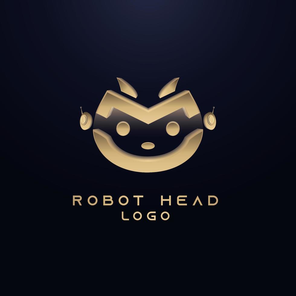 Abstarct cute golden robot head logo vector