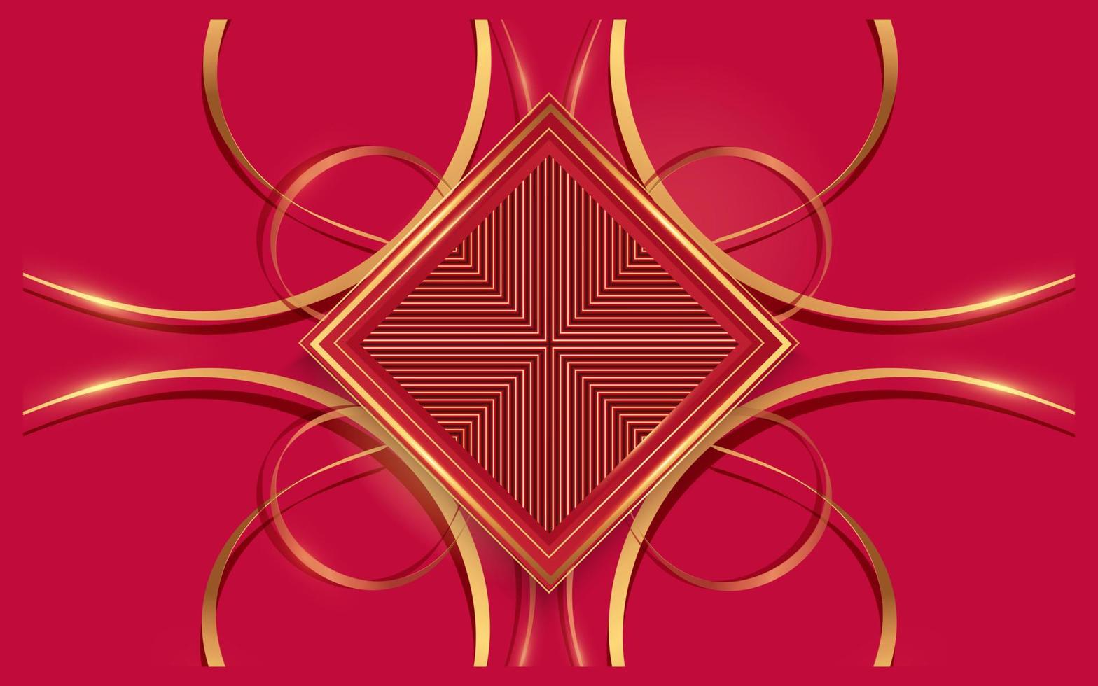 Abstract black and golden frame with red  background vector