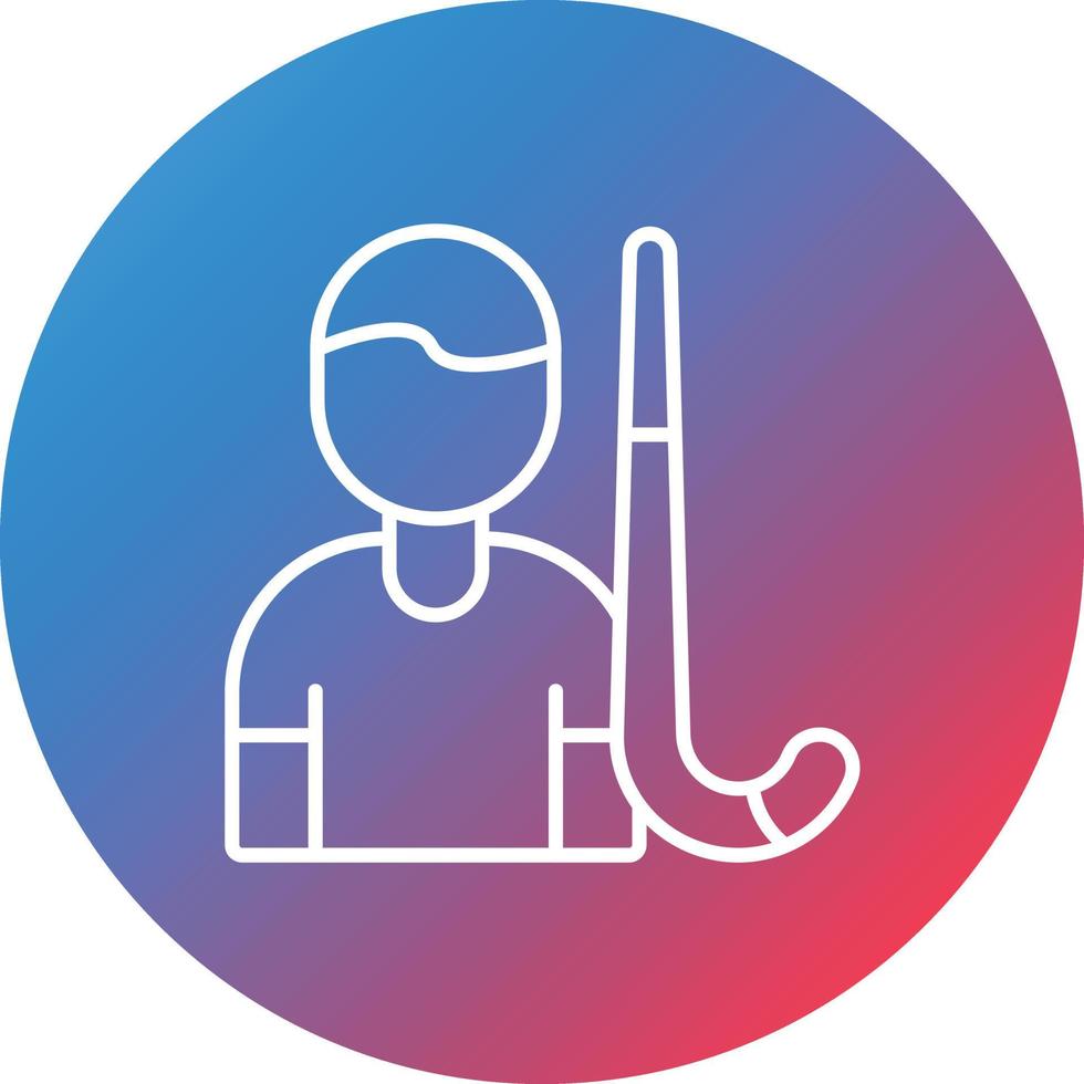 Field Hockey Player Male Line Gradient Circle Background Icon vector