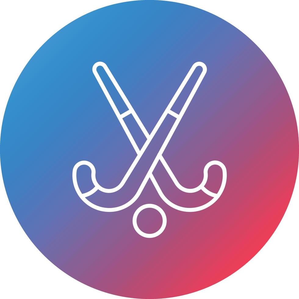 Field Hockey Stick and Ball Line Gradient Circle Background Icon vector