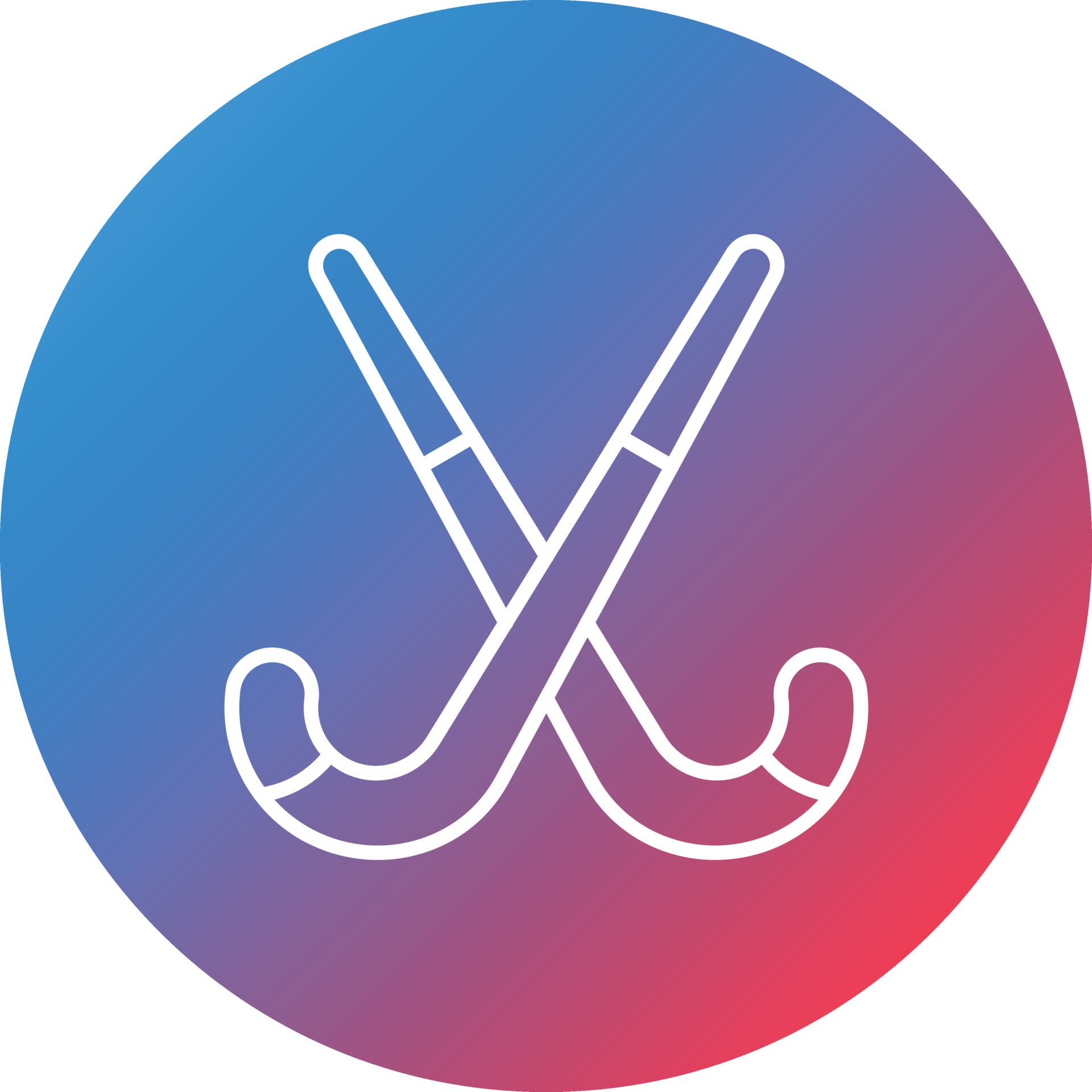 Field Hockey Sticks Line Gradient Circle Background Icon 16827381