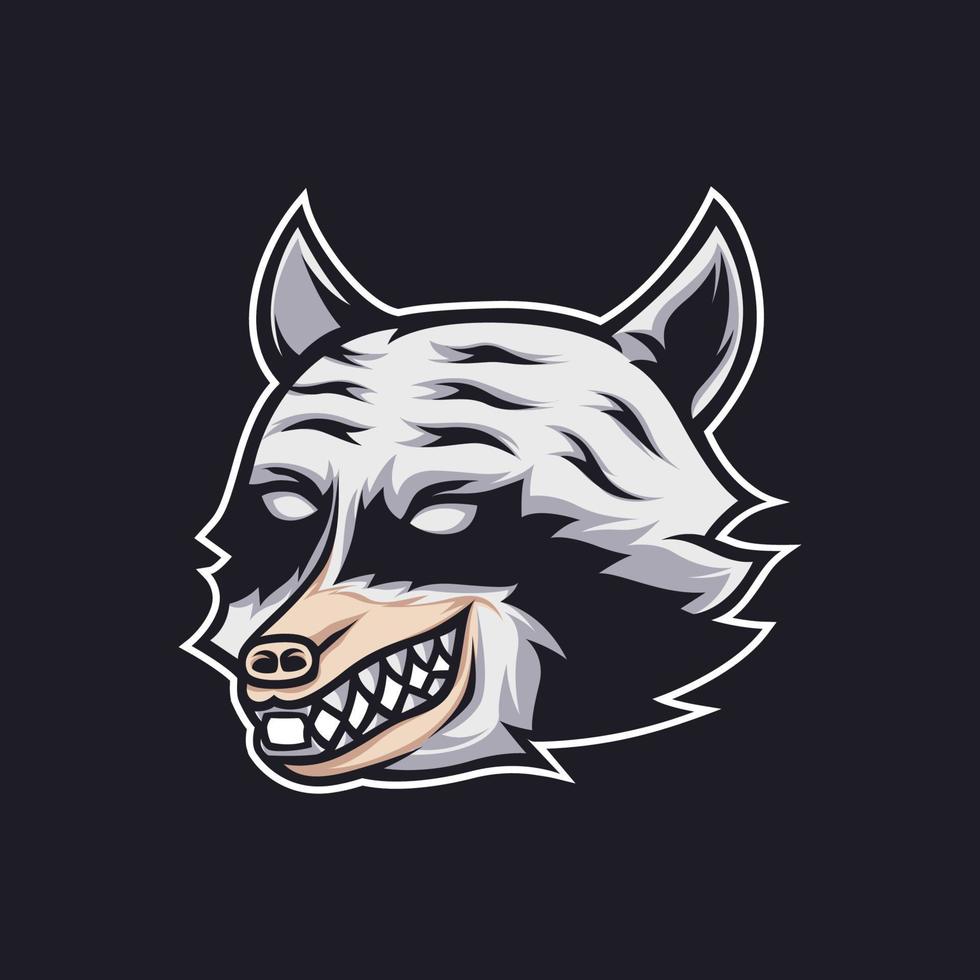 Racoon head illustration vector graphics in a simple style