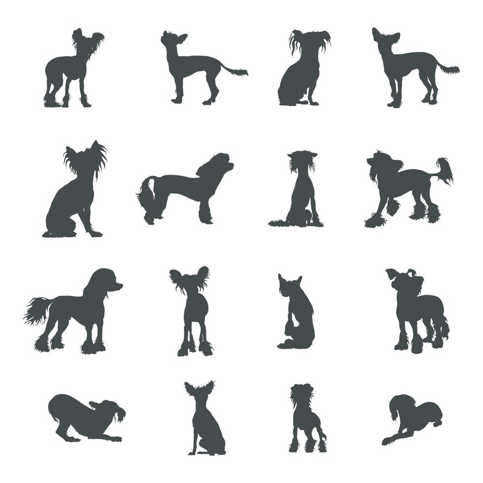 Chinese crested dog silhouettes vector