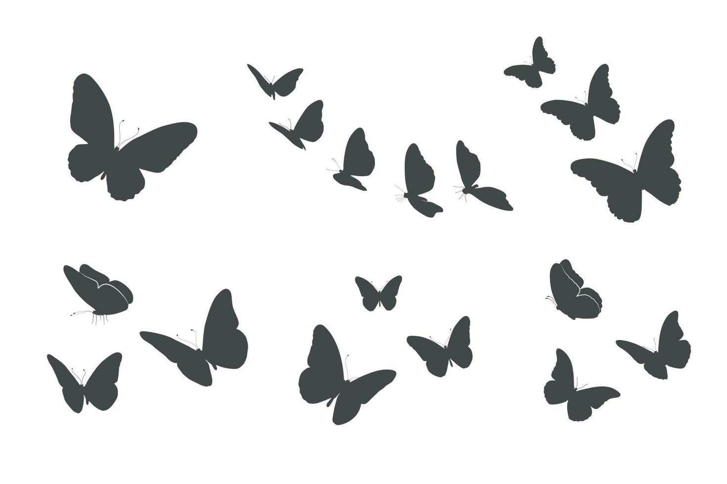 Flying butterfly silhouettes, Butterflies silhouettes. 16827542 Vector