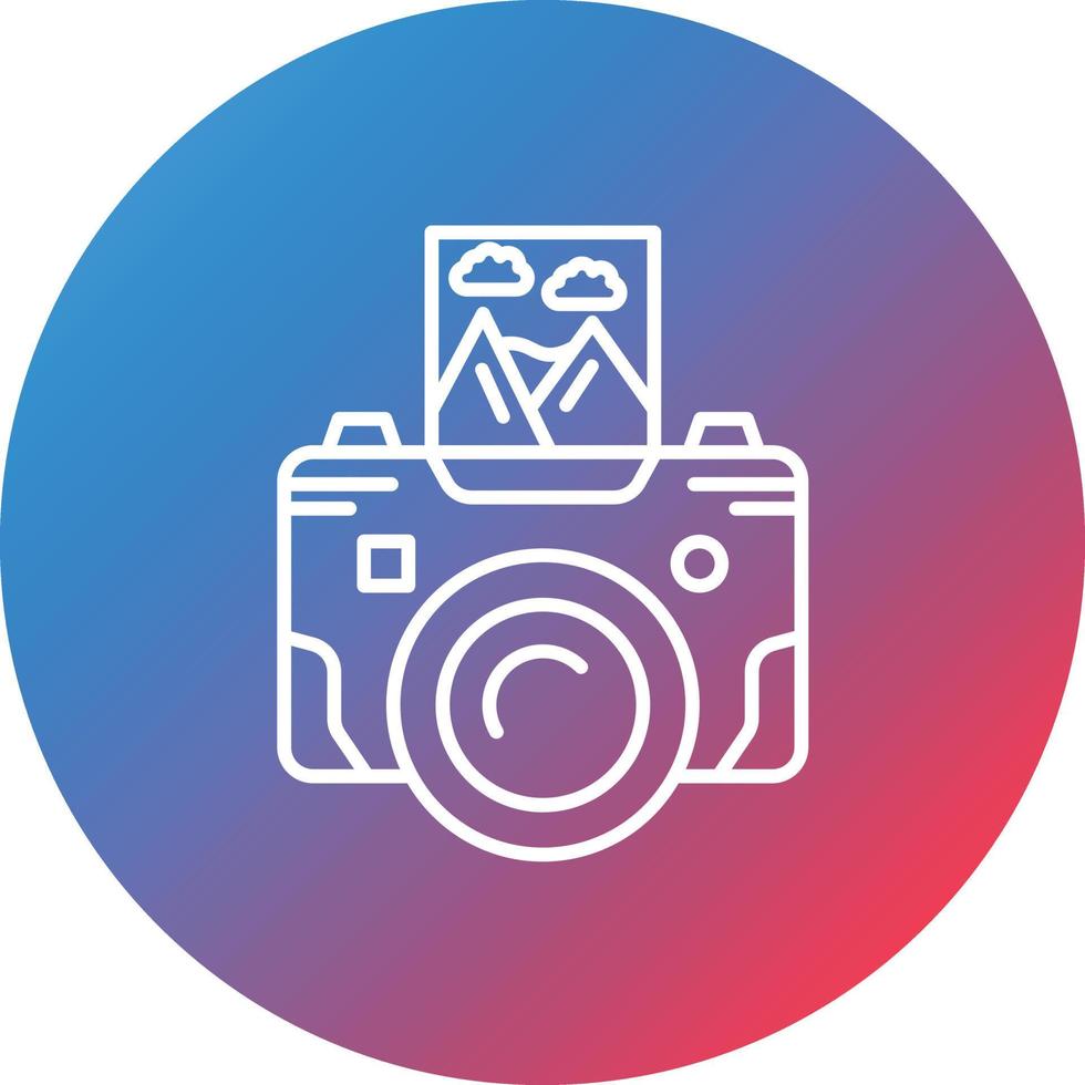 Polaroid Line Gradient Circle Background Icon vector