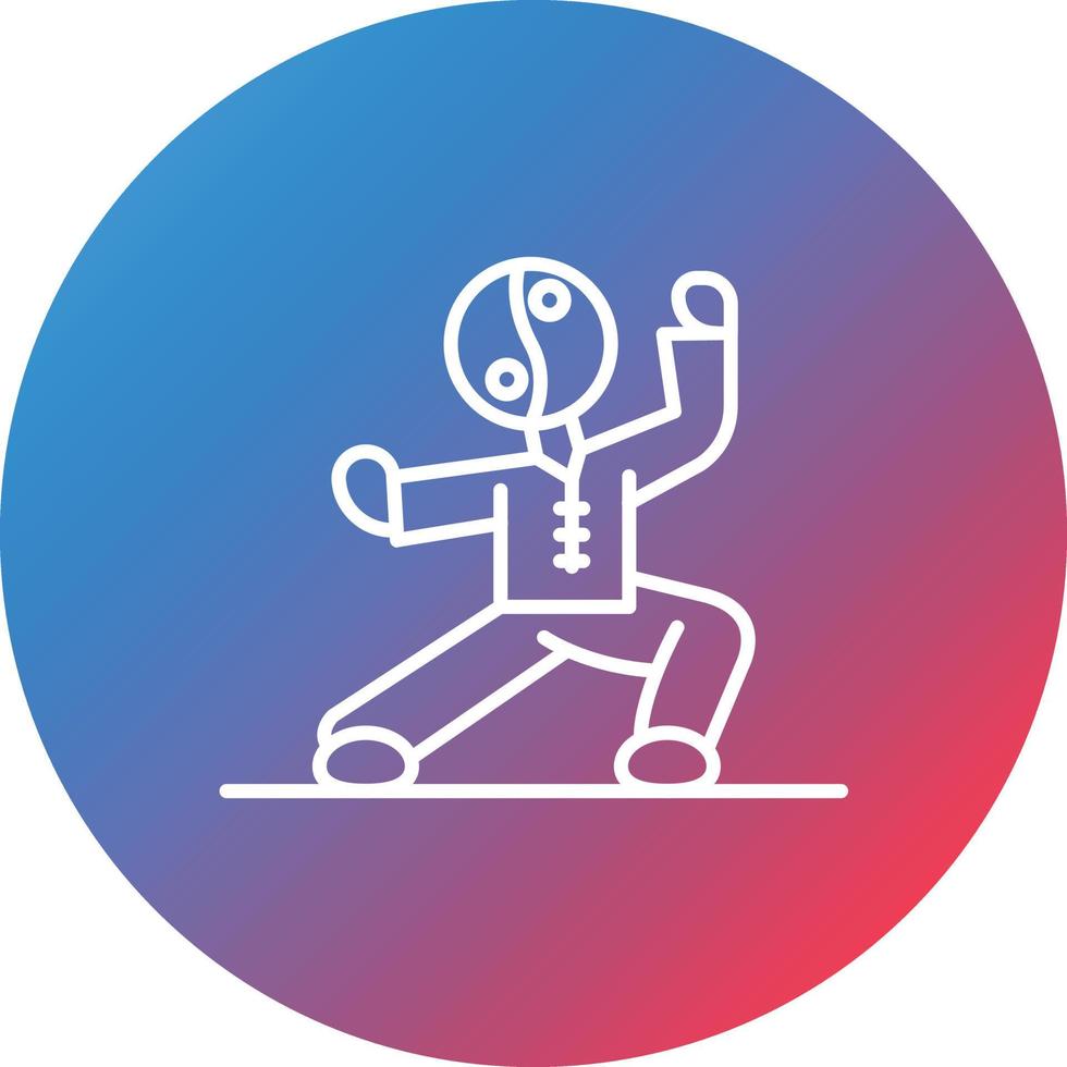 Tai Chi Line Gradient Circle Background Icon vector