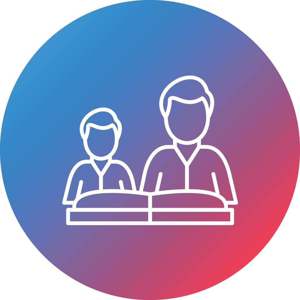 Tutor Line Gradient Circle Background Icon vector