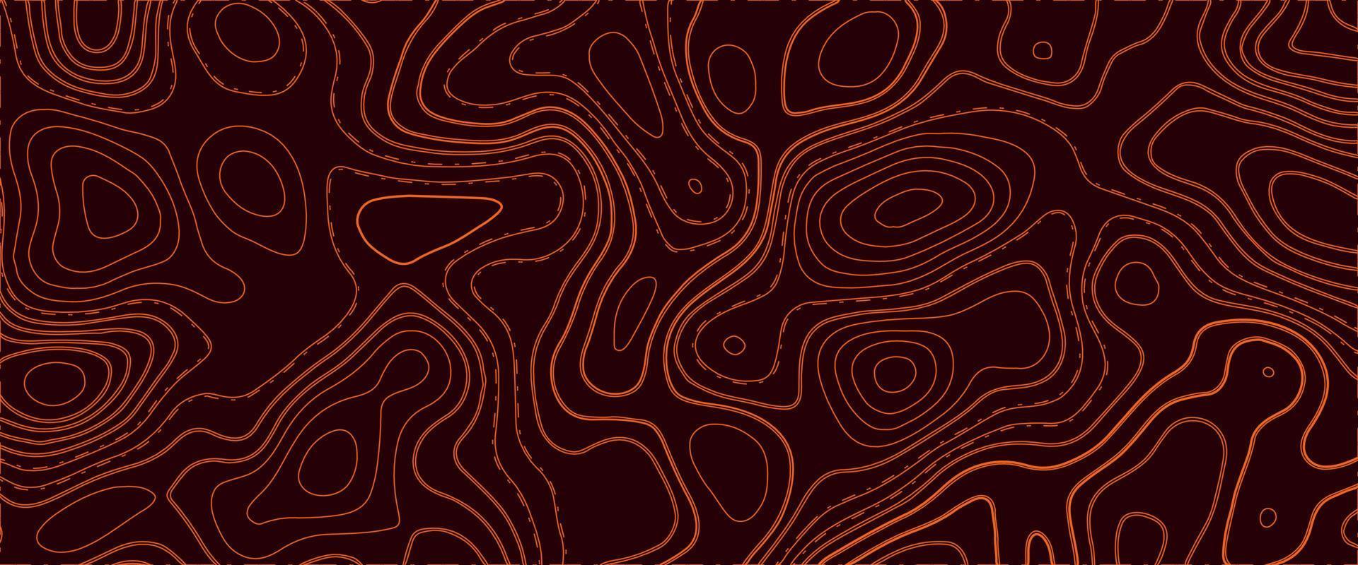 Topographic map. Abstract background with lines and circles. Red mountain contour lines. Topographic terrain. Red, yellow background with space grid Topographic background. vector