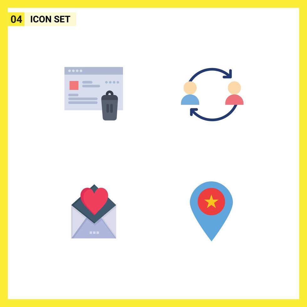 4 User Interface Flat Icon Pack of modern Signs and Symbols of gdpr letter security replace card Editable Vector Design Elements