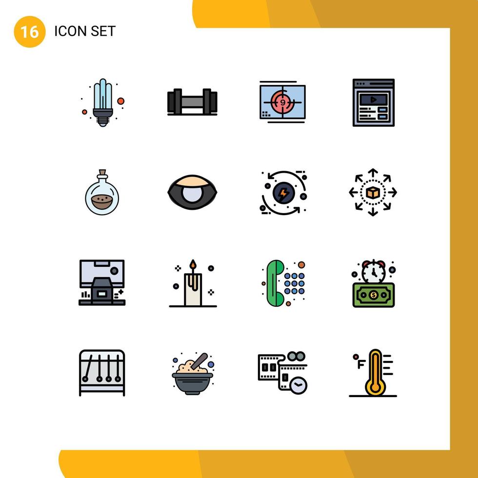 Set of 16 Modern UI Icons Symbols Signs for toilette perfume numbers web video Editable Creative Vector Design Elements