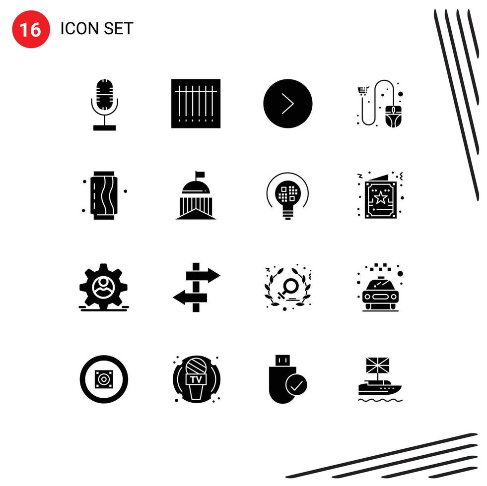 16 Universal Solid Glyph Signs Symbols of fast can circle shipping ecommerce Editable Vector Design Elements