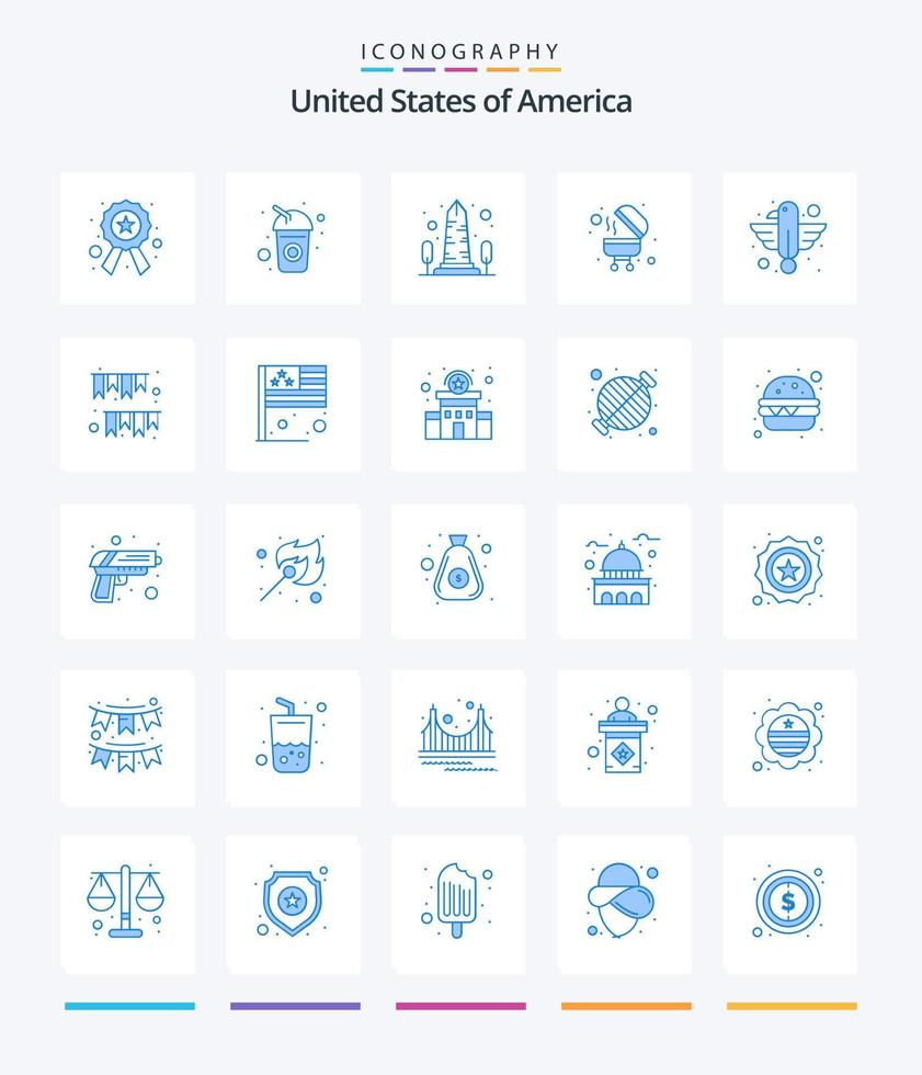 Creative Usa 25 Blue icon pack  Such As animal. grill. landmark. bbq. washington vector