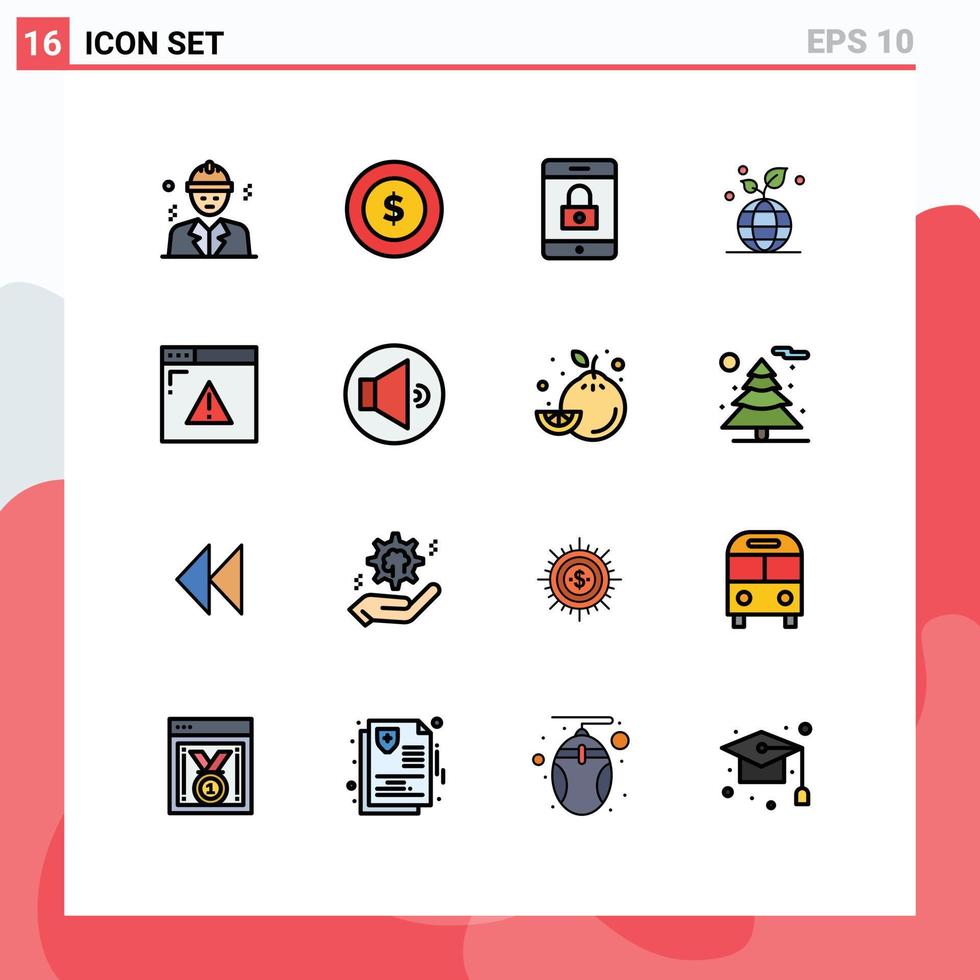 16 iconos creativos signos y símbolos modernos de bloqueo de seguridad de página web elementos de diseño de vectores creativos editables aptos para Internet