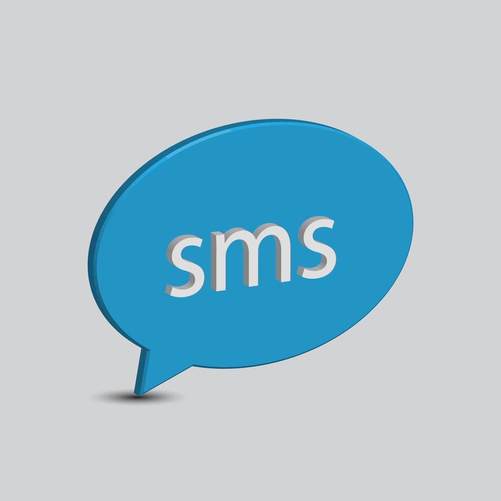 icono de SMS. signo de notificación de masaje bocadillo de diálogo 3d. vector