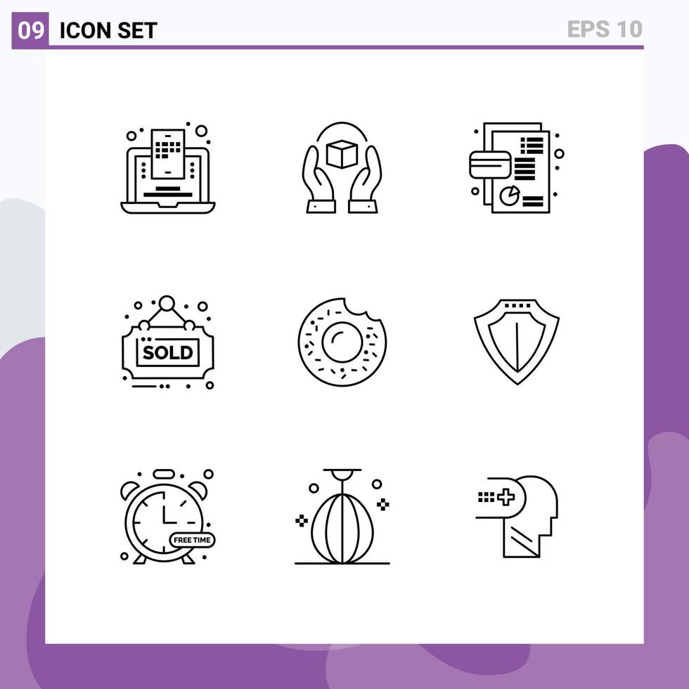 9 Thematic Vector Outlines and Editable Symbols of sold real responsibility estate debit Editable Vector Design Elements