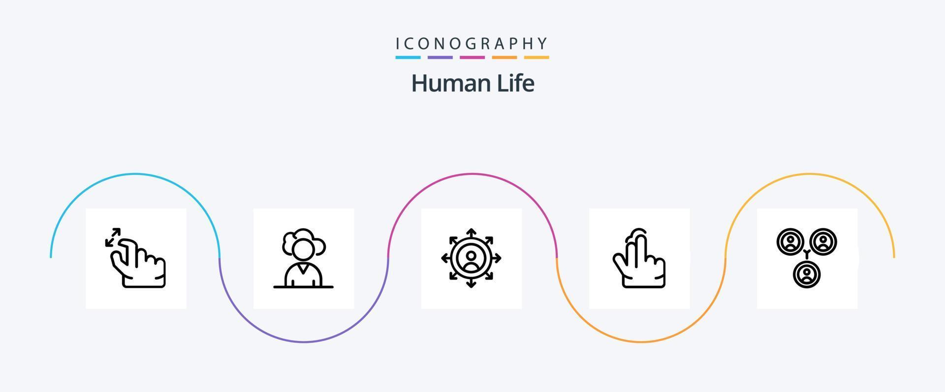 paquete de iconos de línea humana 5 que incluye . amigos. crecimiento. conexiones mano vector