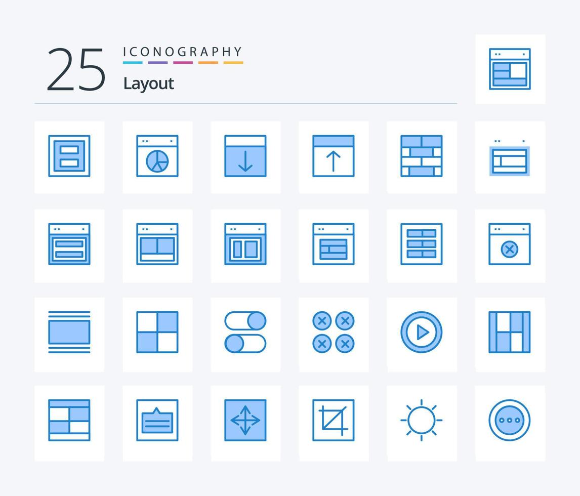 Layout 25 Blue Color icon pack including layout. bricks layout. pie. page. interface vector