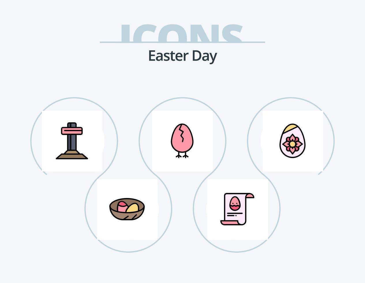 Easter Line Filled Icon Pack 5 Icon Design. bottle. wine. flower. rabbit. bynny vector