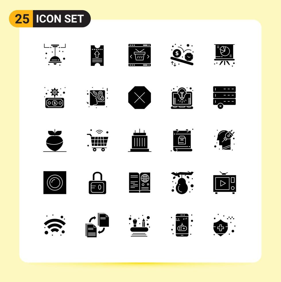 25 Universal Solid Glyph Signs Symbols of watch schedule app dollar