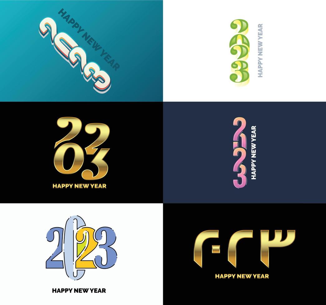 Big Collection of 2023 Happy New Year symbols Cover of business diary for 2023 with wishes vector