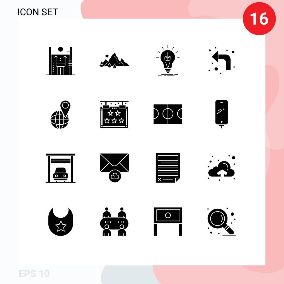 16 User Interface Solid Glyph Pack of modern Signs and Symbols of up arrows nature box cube Editable Vector Design Elements