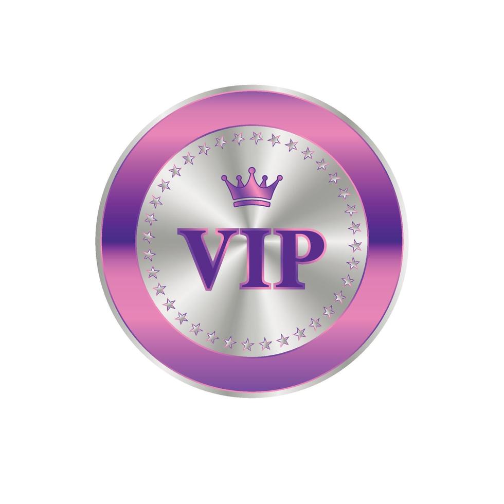 insignia vip de lujo con efecto metálico brillante violeta y púrpura vector