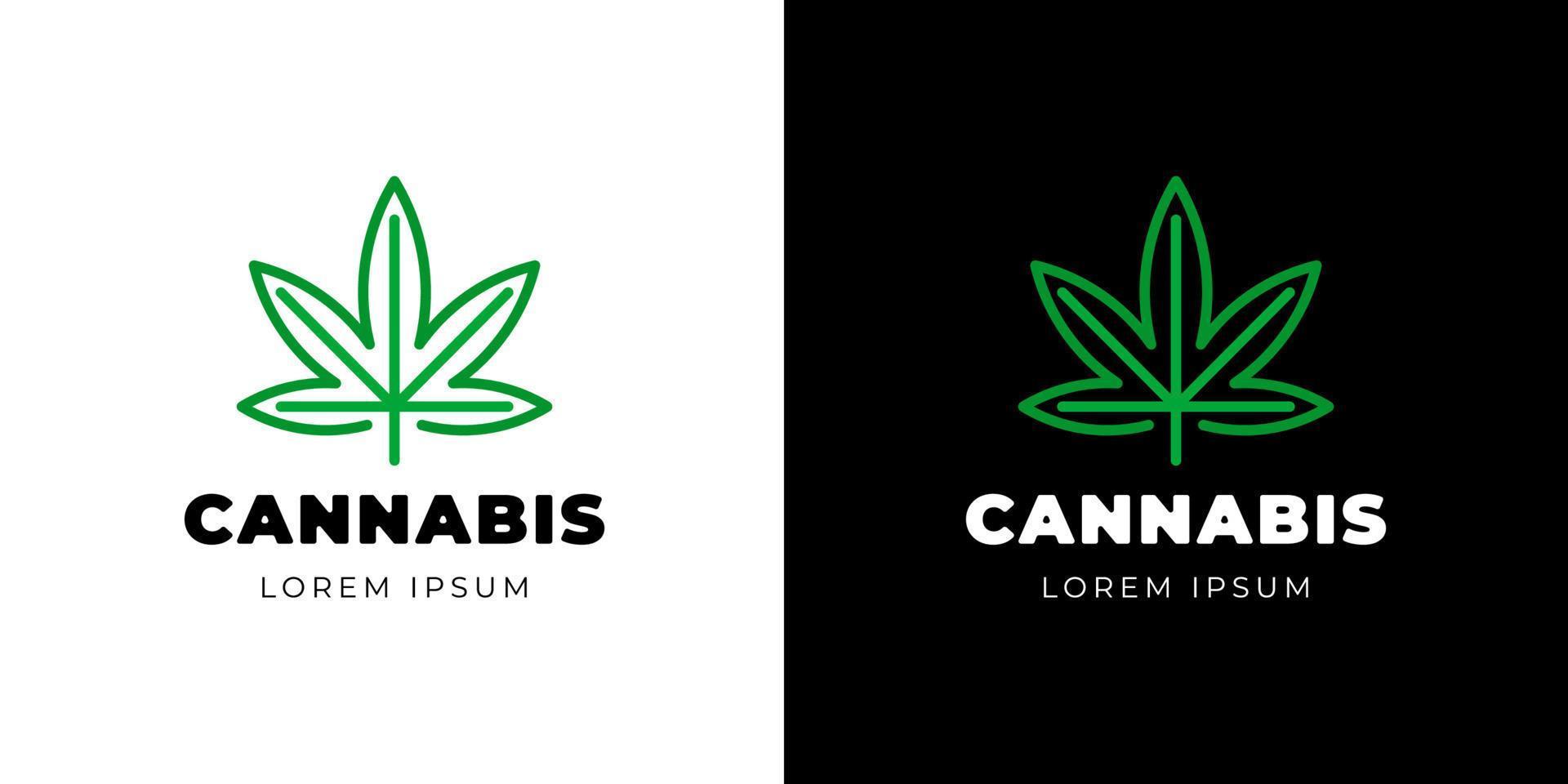 CBD hemp oil of medical cannabis logo concept. Marijuana leaf natural product linear logotype design template. Medicinal green cannabidiol herb emblem. Vector eps badge