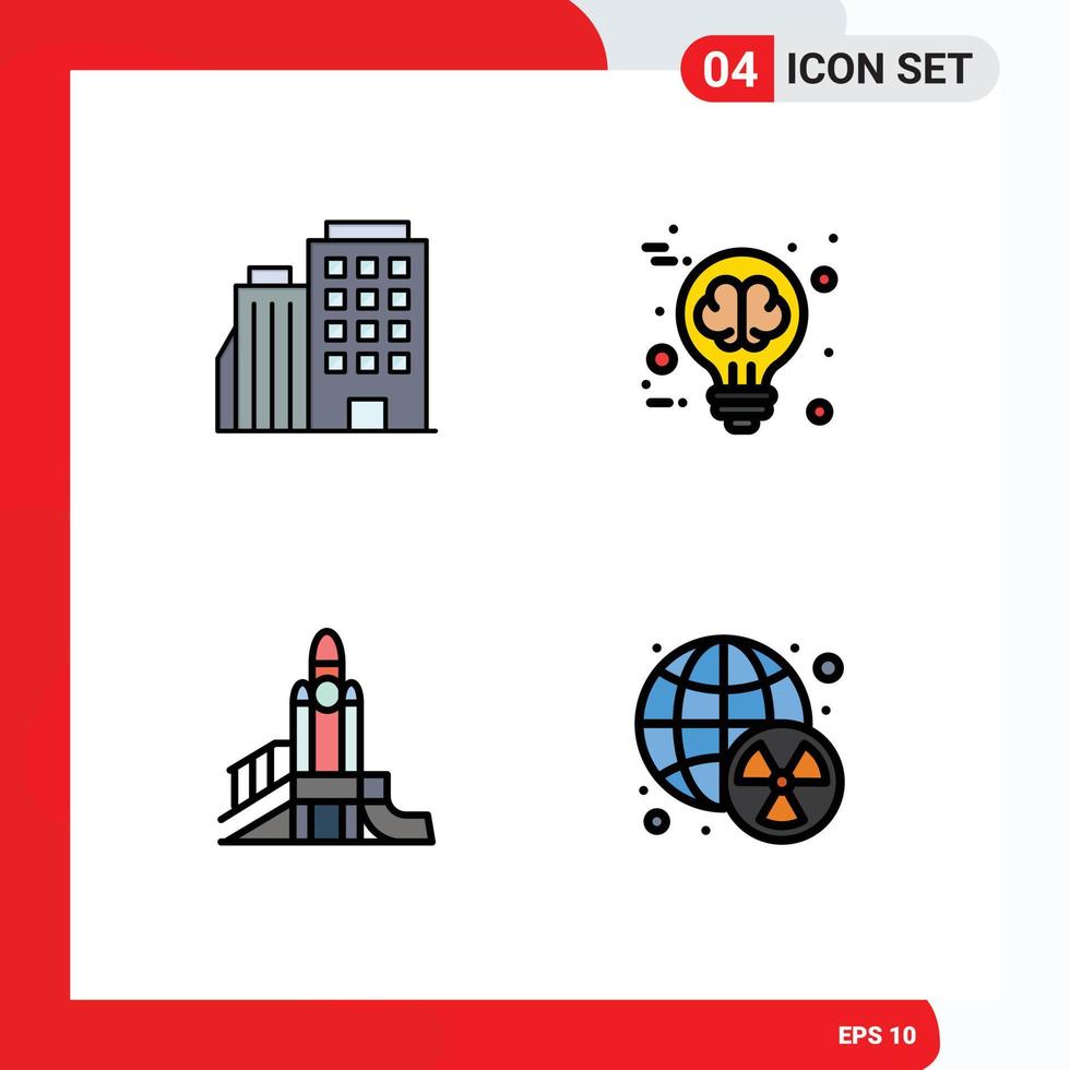 4 iconos creativos, signos y símbolos modernos de juegos de hotel, idea de ciudad, patio de recreo, elementos de diseño vectorial editables vector