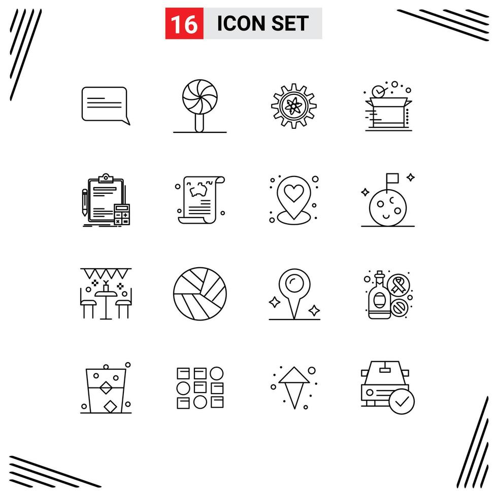 Set of 16 Modern UI Icons Symbols Signs for calculator accounting gear shipping delivery Editable Vector Design Elements