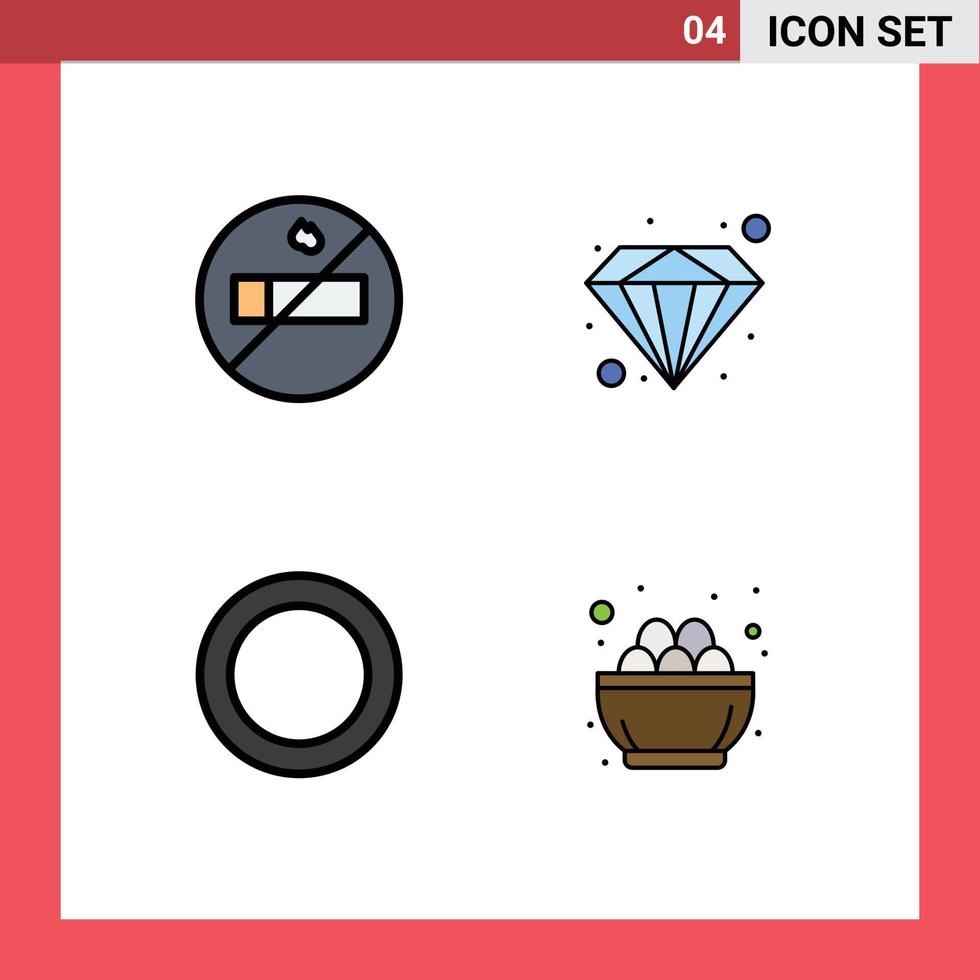 conjunto de pictogramas de 4 colores planos de línea rellena simple de elementos de diseño vectorial editables de huevo de anillo premium de celebración para no fumadores vector