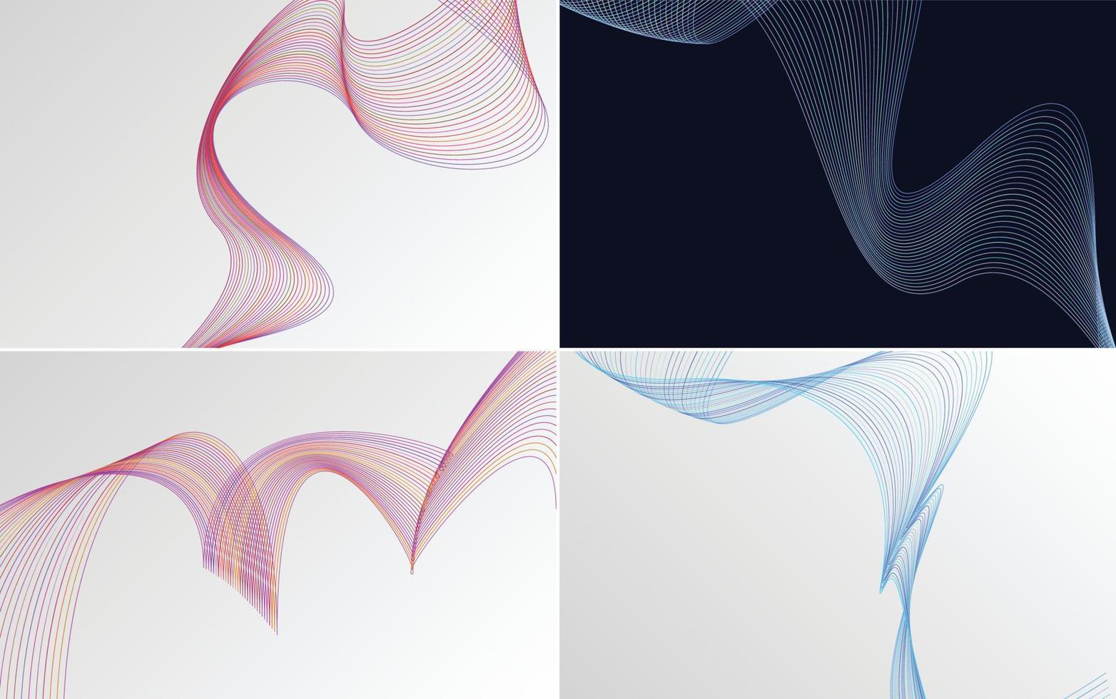 Set of 4 geometric wave pattern backgrounds for your projects vector