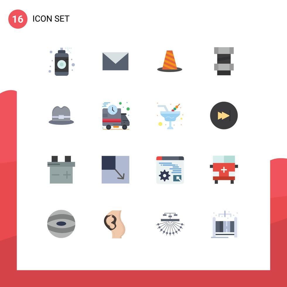 16 Thematic Vector Flat Colors and Editable Symbols of hat construction cone carpenter stop Editable Pack of Creative Vector Design Elements