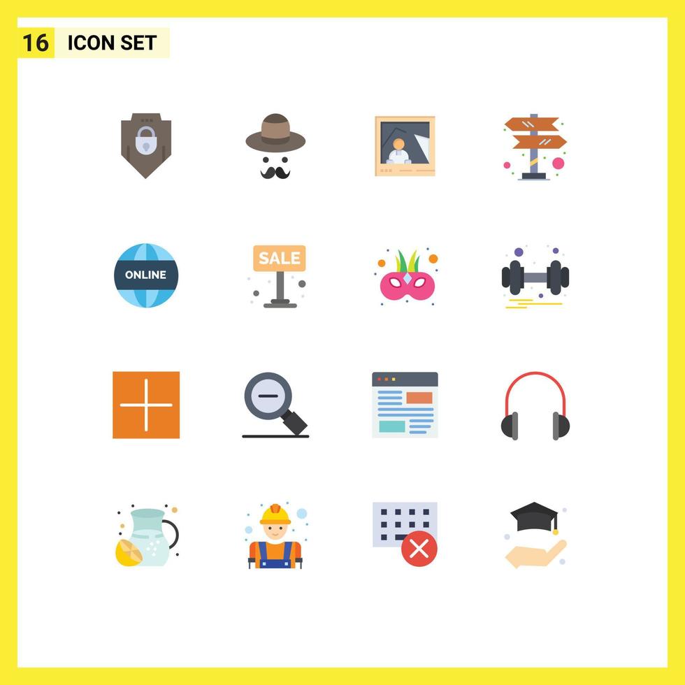 16 Thematic Vector Flat Colors and Editable Symbols of online navigation picture sign directions Editable Pack of Creative Vector Design Elements