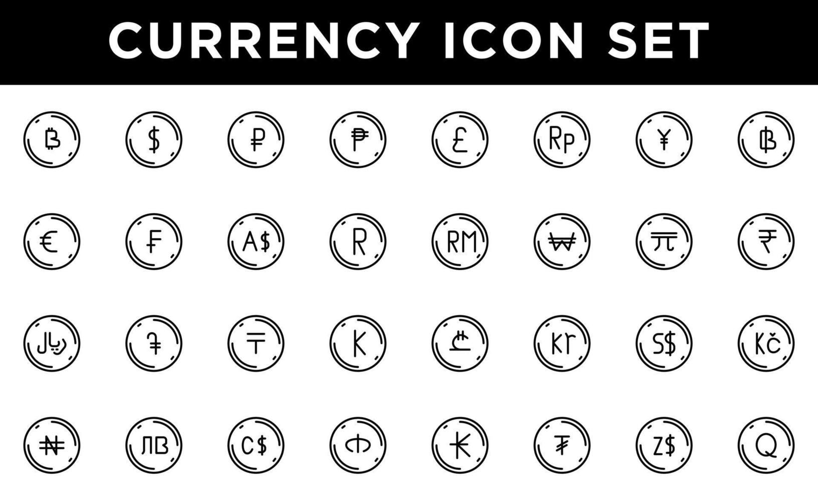 Currency Icons line style vector design