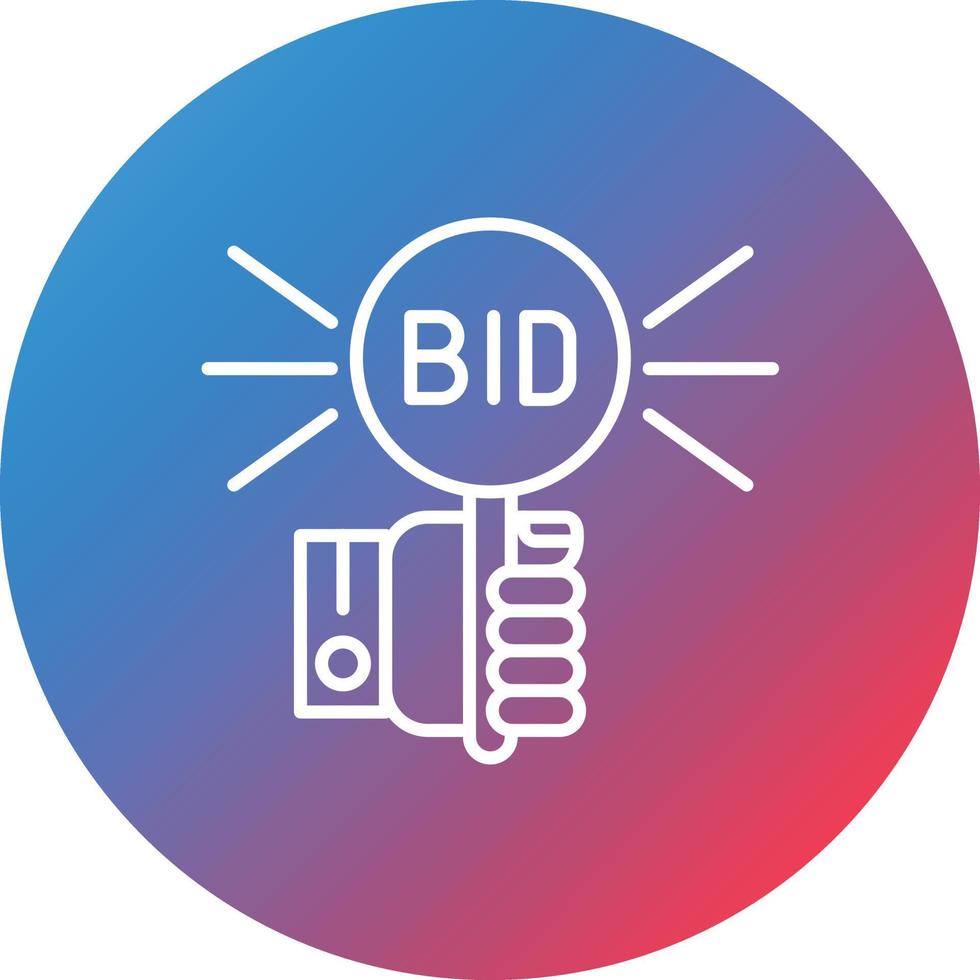 Bidding Paddle Line Gradient Circle Background Icon vector
