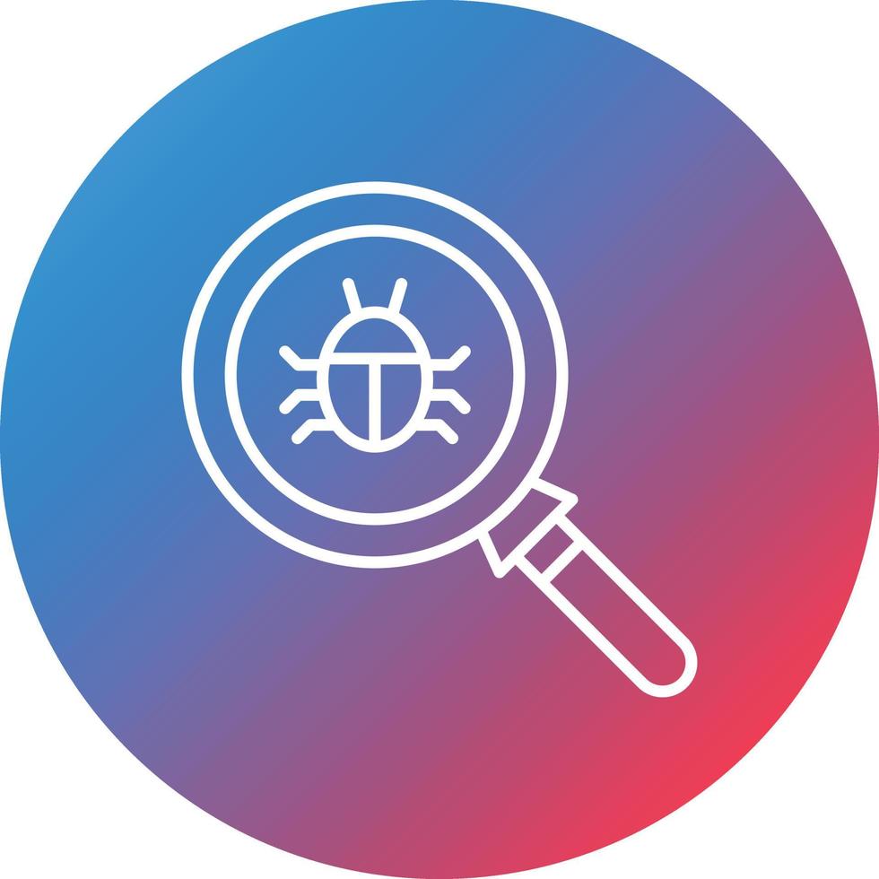 Bug Search Line Gradient Circle Background Icon vector